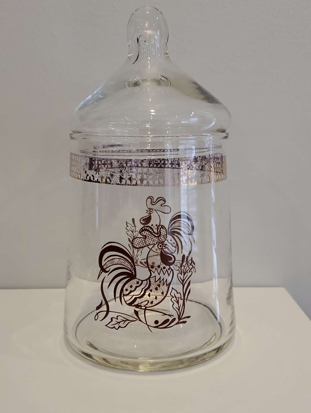 Vintage Mid-century glass Rooster Apothecary Jar
